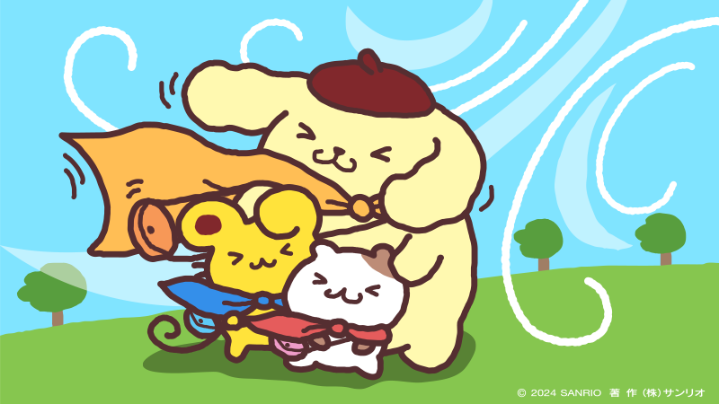 マフィン「風強いでちゅう〜。」