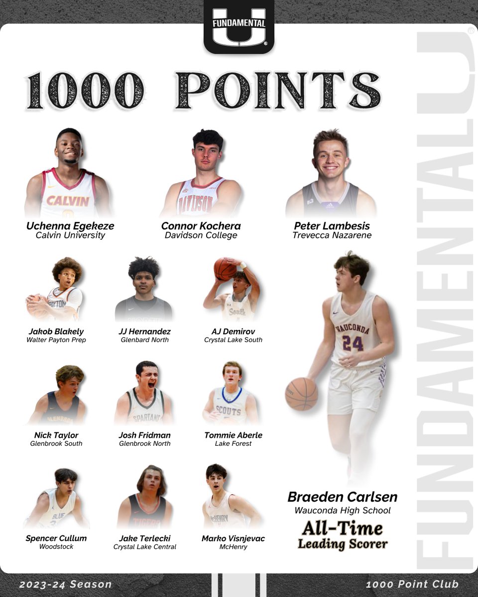 🌟What a Season for the FU Family!🌟
We’re beyond proud of our 12, yes TWELVE, athletes that hit the 1000 point milestone this season – 3 in college &amp; 9 in high school – with another becoming his school's all-time leading scorer! A truly incredible year! #1000PointClub #FUFamily