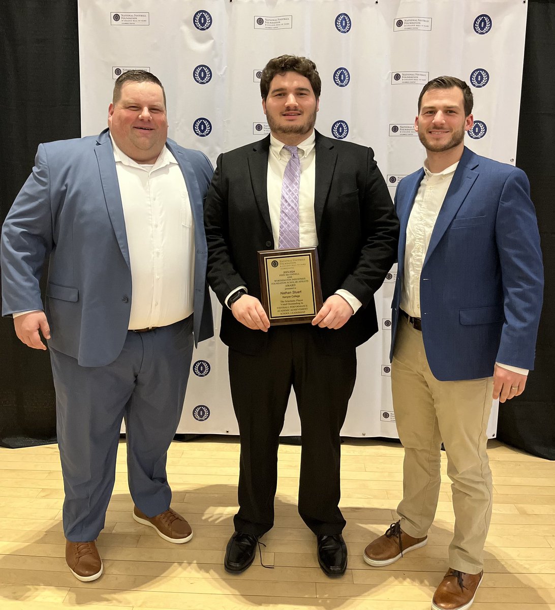 StuartStuart73's tweet photo. Congratulations @NateStu62 for being honored by the National Football Foundation and College Hall of Fame (Columbus Chapter) for your accomplishments in Academics, Athletics and Community Service. @SEHS_FOOTBALL @KenyonFootball @Coach_Cattrell @IanMGood @WeberNorm @StEdBoosters https://t.co/MECUZJafiJ