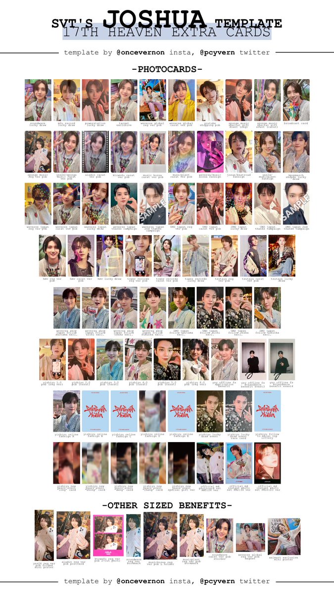 seventeen seventeenth heaven pob/fansign/lucky draw/extra cards