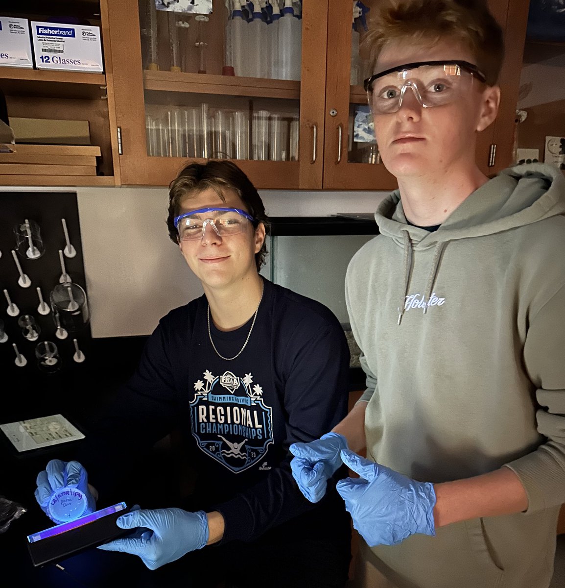 Danielled2Koch's tweet image. 🧫🥼🥽🧪Bacterial transformation day in the Junior biomedical science class today! Everyone got results! There is nothing like taking regular old bacteria, genetically modifying it with a glowing gene, and getting awesome results! Only in #pltw Biomed!