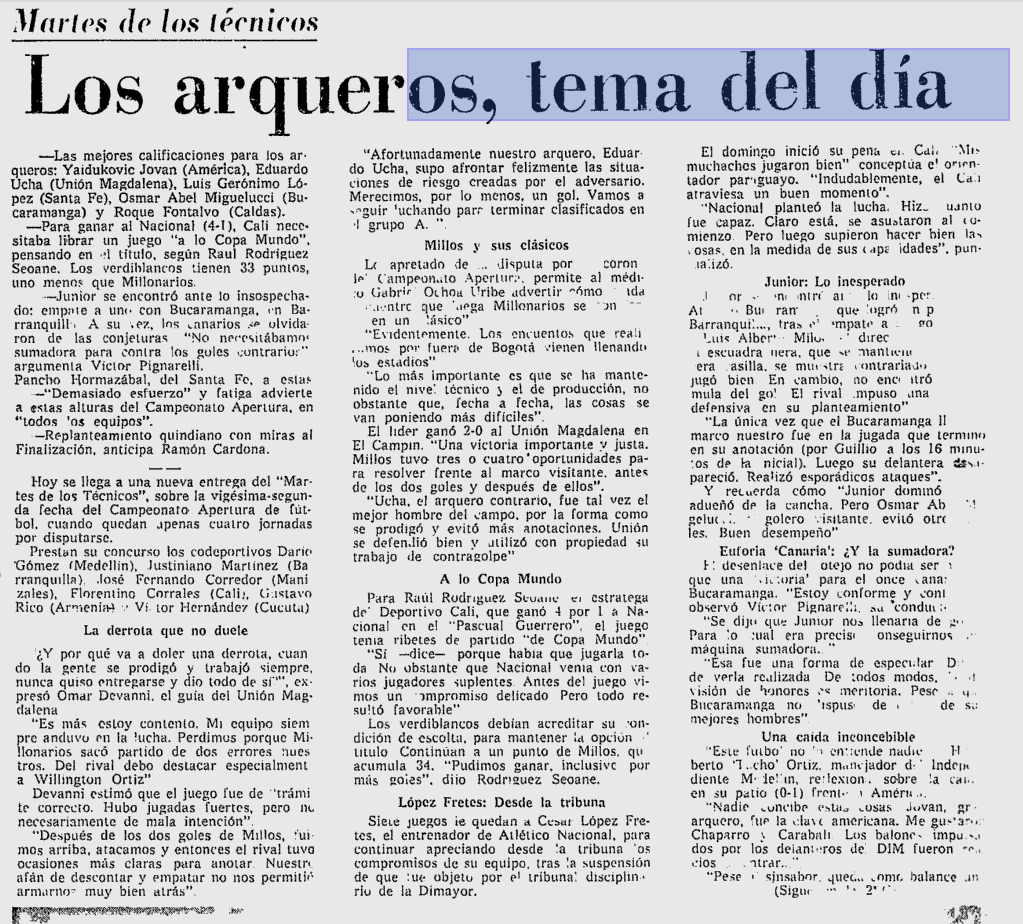 Jose Villanueva (@diosesazul1946) on Twitter photo Aquel 15 junio 1975 MILLONARIOS 0 vs 0 Magdalena/Quindio 1 vs 1 Tolima/Cristal Caldas 0 vs 0 Santa Fe/Cúcuta 1 vs 2 Pereira/Junior 1 vs 1 Bucaramanga/Cali 4 vs 1 Nacional/Medellin 0 vs 1 América <a href="/diosesazul1946/">Jose Villanueva</a> <a href="/PipeZarruk/">Felipe Zarruk Diazgranados</a> <a href="/jotasmantilla/">Jotas Mantilla</a> <a href="/udsnoexisten/">Nicolás Samper</a> <a href="/charlasamenas63/">Jose Fernando Santa.</a> <a href="/EstewilQ/">Estewil Quesada</a> Aquel 15 junio 1975 MILLONARIOS 0 vs 0 Magdalena/Quindio 1 vs 1 Tolima/Cristal Caldas 0 vs 0 Santa Fe/Cúcuta 1 vs 2 Pereira/Junior 1 vs 1 Bucaramanga/Cali 4 vs 1 Nacional/Medellin 0 vs 1 América <a href="/diosesazul1946/">Jose Villanueva</a> <a href="/PipeZarruk/">Felipe Zarruk Diazgranados</a> <a href="/jotasmantilla/">Jotas Mantilla</a> <a href="/udsnoexisten/">Nicolás Samper</a> <a href="/charlasamenas63/">Jose Fernando Santa.</a> <a href="/EstewilQ/">Estewil Quesada</a>