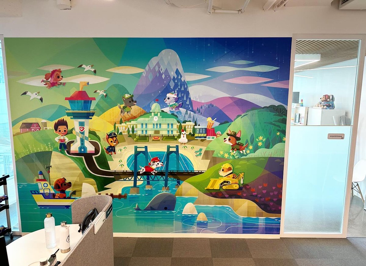 I did a @pawpatrol #mural for @spinmaster office from awhile back. Nice to finally see it in the office space! #pawpatrol #spinmaster #joeychou #artistoninstagram Special thanks for Annie Liu for spotting it in person :)