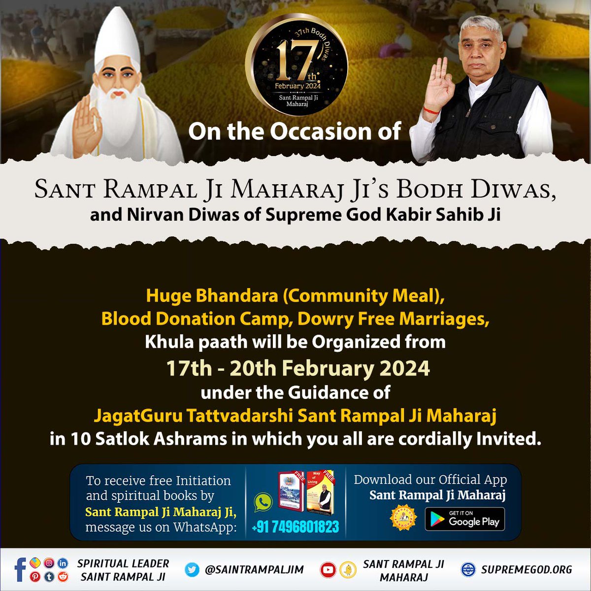 bhaktajitdass's tweet photo. #विश्व_का_सबसे_बड़ा_भंडारा
According to the predictions of all the great prophets of the world, a great man from India will bind the world in the thread of humanity and will eradicate violence, misconduct and fraud from the world forever.
1Day Left For Bodh Diwas https://t.co/OfEvnnNoZ3