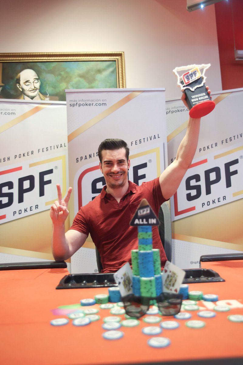 SPFpoker's tweet image. Daniel Jimenez se hace con la victoria del High Roller tras pactar con Ruben Moreno en el heads up. 🏆 

¡Enhorabuena! 👏🏻👏🏻 @CasinoMallorca