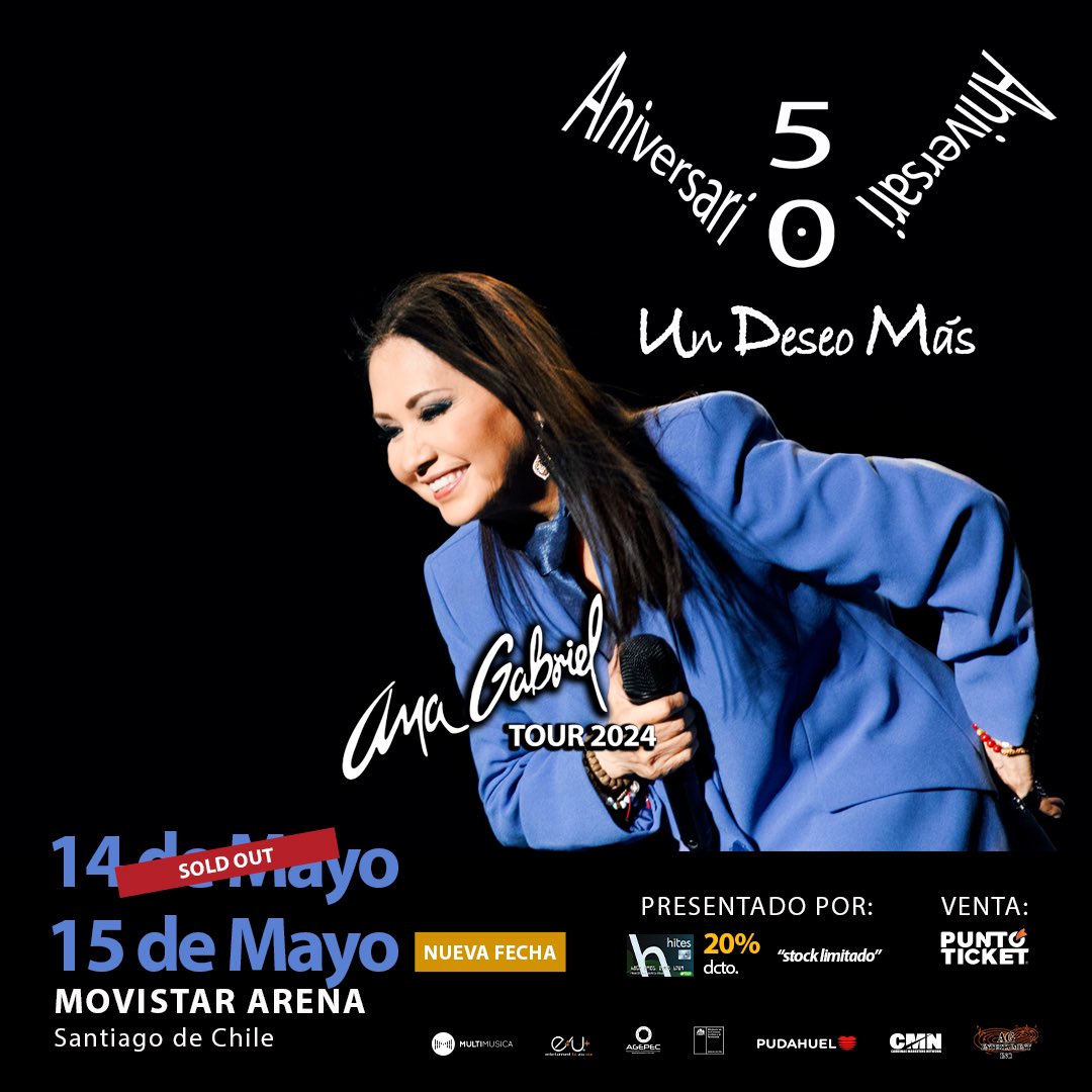 e4uplus's tweet photo. 14 de Mayo SOLD OUT. Nueva fecha 15 de Mayo tickets a la venta 11:00am #anagabriel #chile https://t.co/PkZBf4bicj