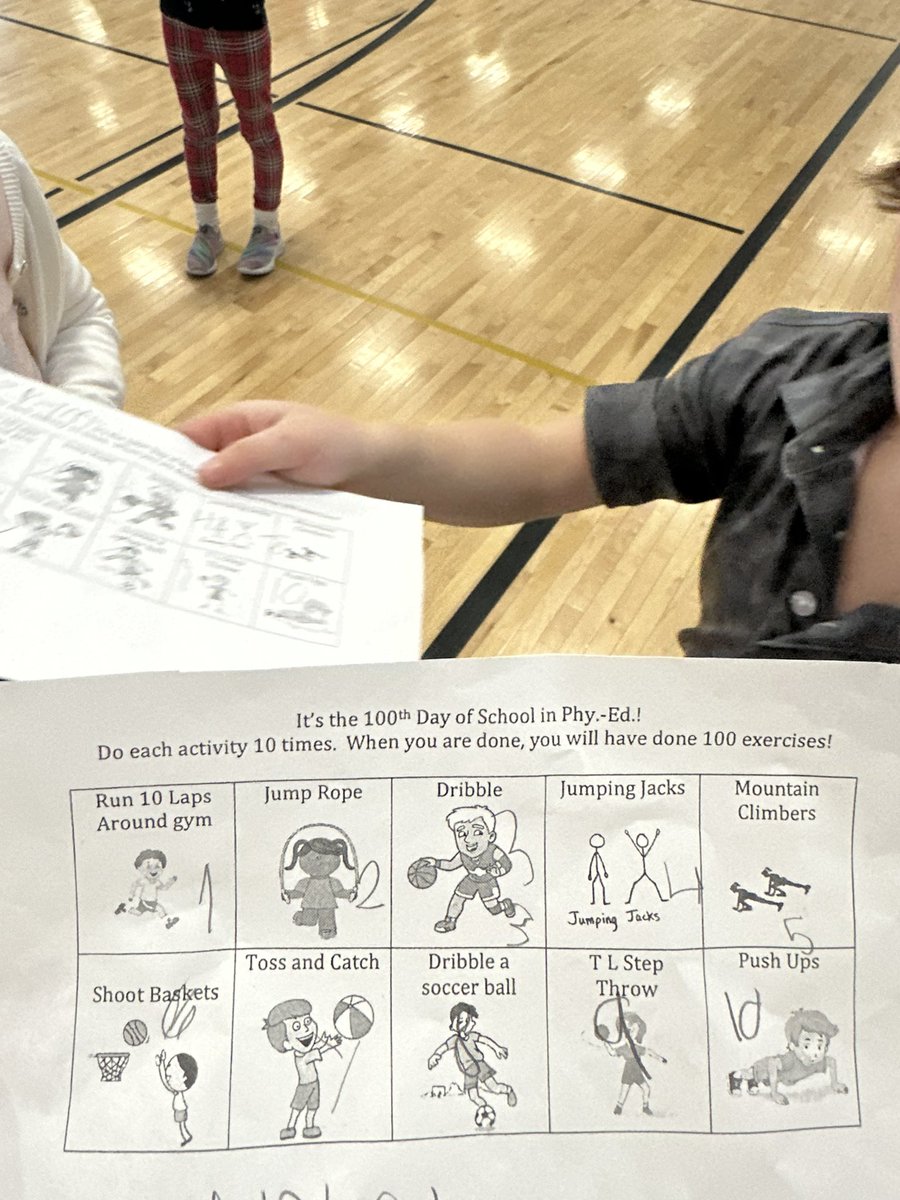 We celebrated the 100th day of school with kindergarten today in PE! So much fun!