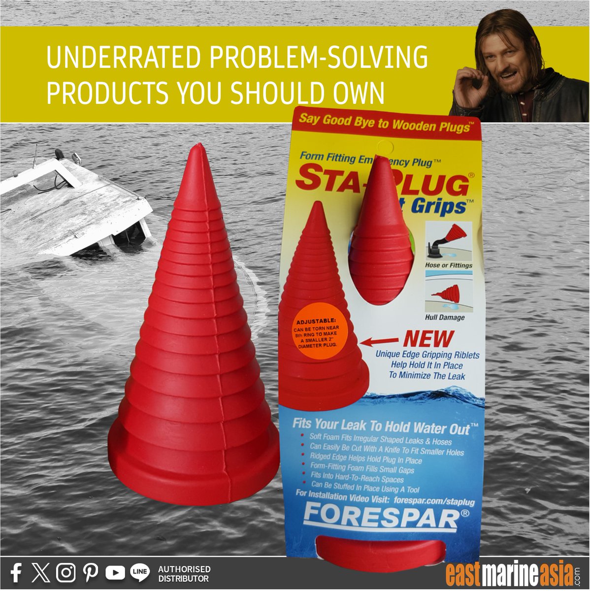 eastmarineasia's tweet photo. #Forespar Sta-Plug form fitting emergency plug
🏃 Get it at 🛒 #EastMarineAsia or buy it online at https://t.co/51RQ6zGxeZ https://t.co/jt2NSewMX2
