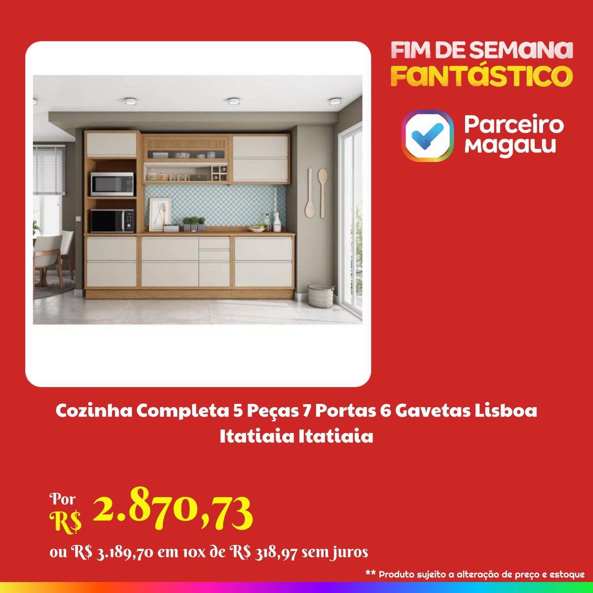 OndeComprar8's tweet image. Cozinha Completa 5 Peças 7 Portas 6 Gavetas Lisboa Itatiaia Itatiaia

✅ POR: 2.870,73

OU EM  ou R$ 3.189,70 em 10x de R$ 318,97 sem juros

🔗 COMPRE AQUI: divulgador.magalu.com/sdWjhW76

🚛 Frete grátis para diversas regiões

#MagazineLuiza #shoptime #temnomagalu #CupomDeDesconto