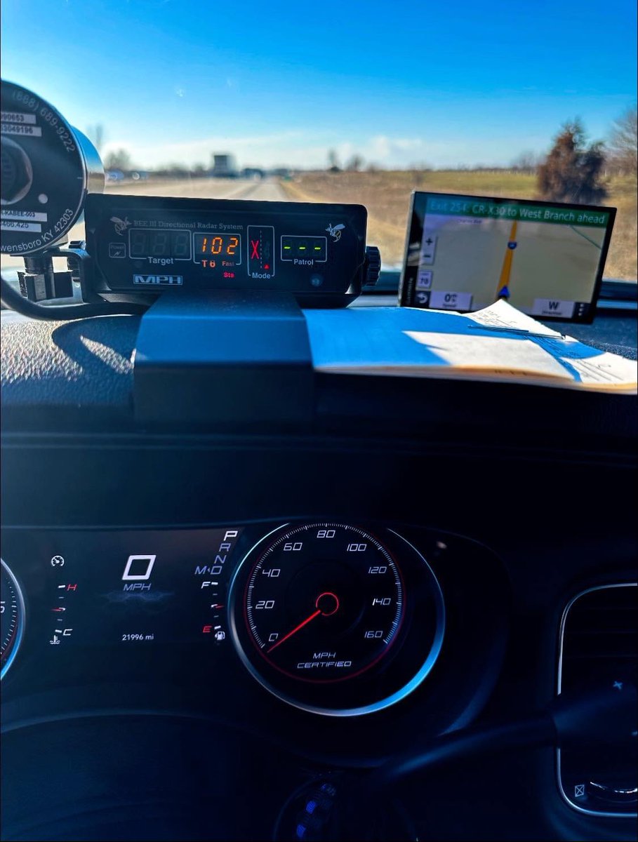 iowastatepatrol's tweet photo. District 11 - Cedar Rapids 

SHOCKING and CONCERNING! Trooper Pilot Grim was driving down I-80 near West Branch (in his fully marked patrol car) when, in a display of utter recklessness, a driver passed him traveling 102 MPH. 1/2 https://t.co/ZviMILIQC6