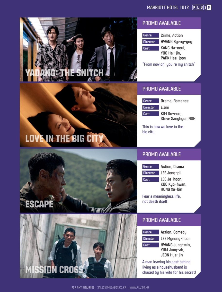 Plus M movies at the European Film Market (EFM)

Yadang : The Snitch
Revolver
Love in the Big City
Escape
Cross

#Yadang #야당 #Opposition #KangHaneul #강하늘 #YooHaejin #ParkHaejoon