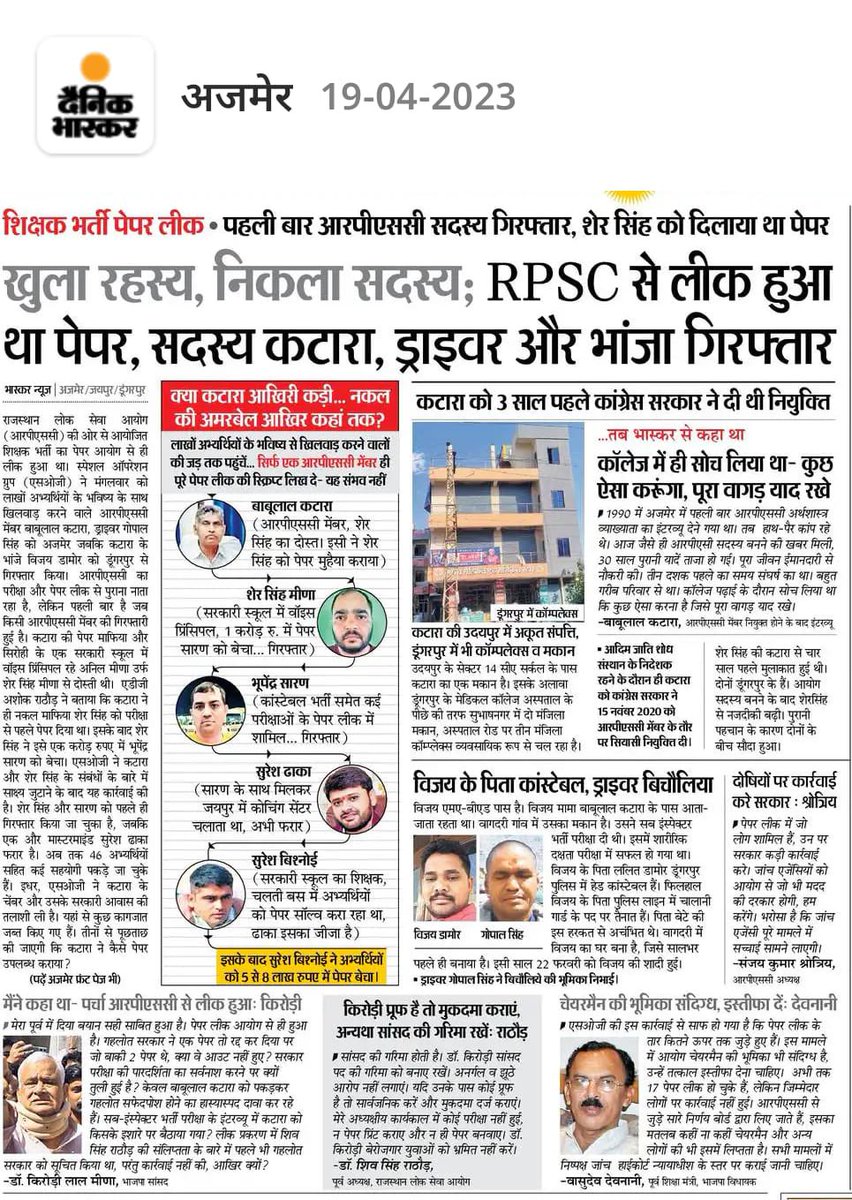 drmanishvadera's tweet photo. Now when RLD has joined NDA will @DrKirodilalBJP ji request for action against @ashokgehlot51 Sarkar Minister ?
Youth of Rajasthan is cheated omce again why is @narendramodi ji party @BJP4India @JPNadda @BhajanlalBjp ji promoting #PaperStole in Rajasthan
https://t.co/zAUTTUllYJ https://t.co/N1b6svvhL0