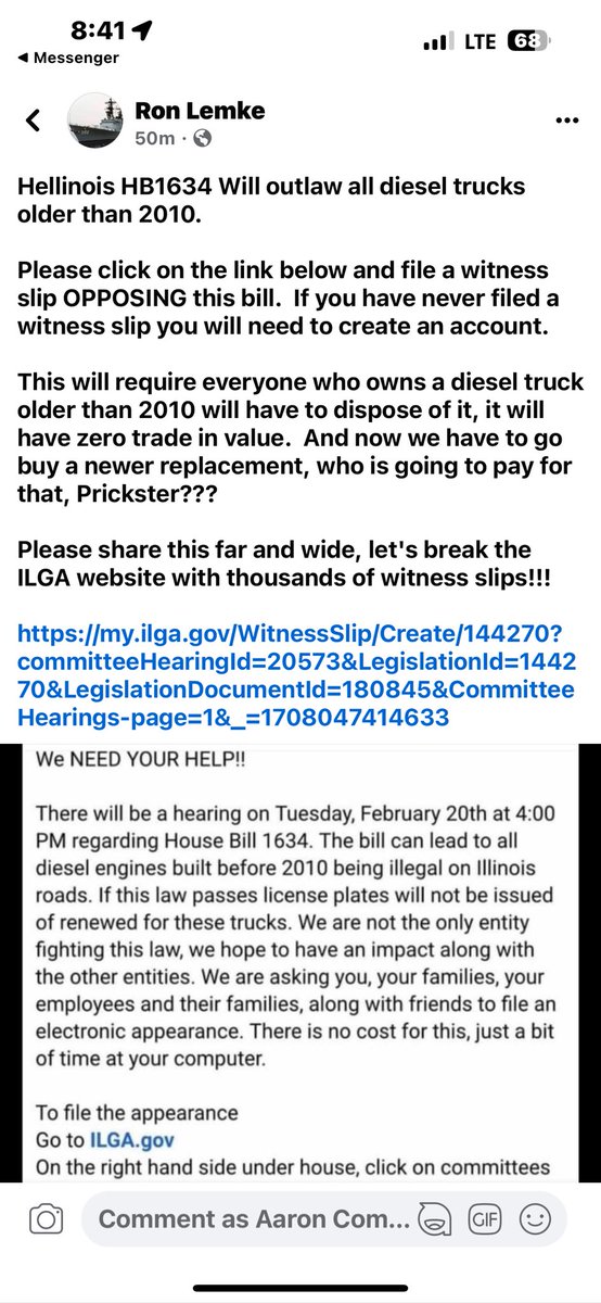 cfarms76's tweet photo. Don’t know if this has been mentioned but Illinois has a pending law that outlaws diesel trucks older than 2010😡 https://t.co/rLi2REPvST