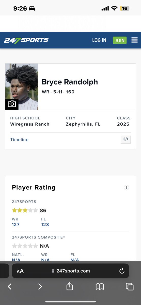 Bryce_Randolphh's tweet photo. Blessed to be seen as a 3⭐️ recruit @247Sports @Andrew_Ivins @JohnGarcia_Jr @WGRanchFootball https://t.co/eJi3f70cQv