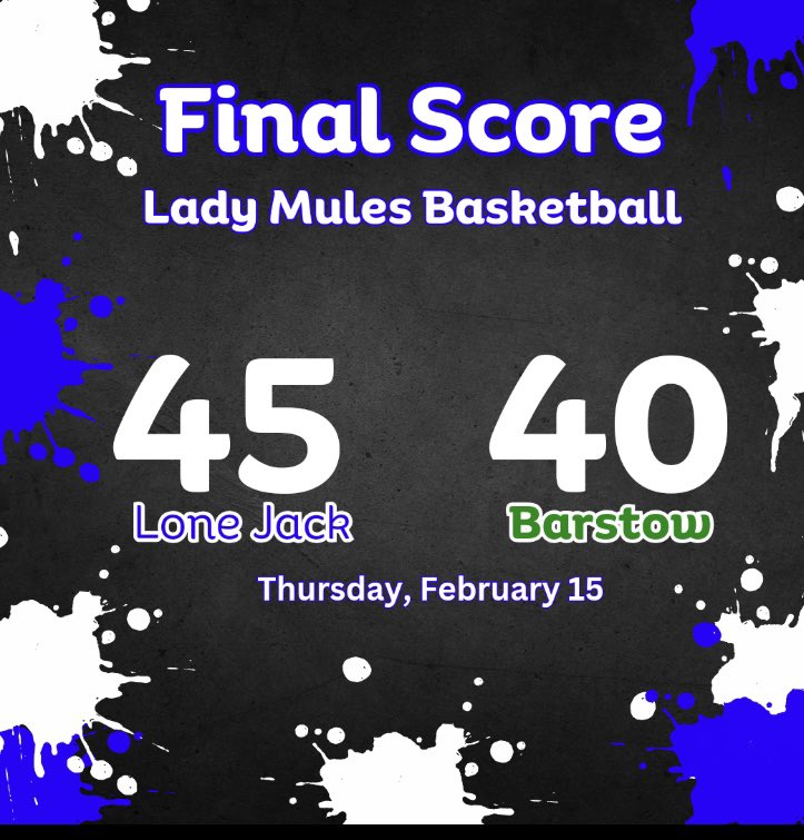 LJLadyMules's tweet image. Lady Mules finish the regular season 22-3 with a 45-40 win over Barstow tonight. 

District play starts next week at Summit Christian Academy. 

#LadyMulesHoops #ICantButWeCan #Family