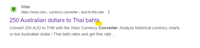 fnad's tweet photo. Hey @Wise - bit of a grammatical error in your google friendly X to Y page - The plural of Thai Baht is Thai Baht, not Bahts. https://t.co/4dsq9hBre6