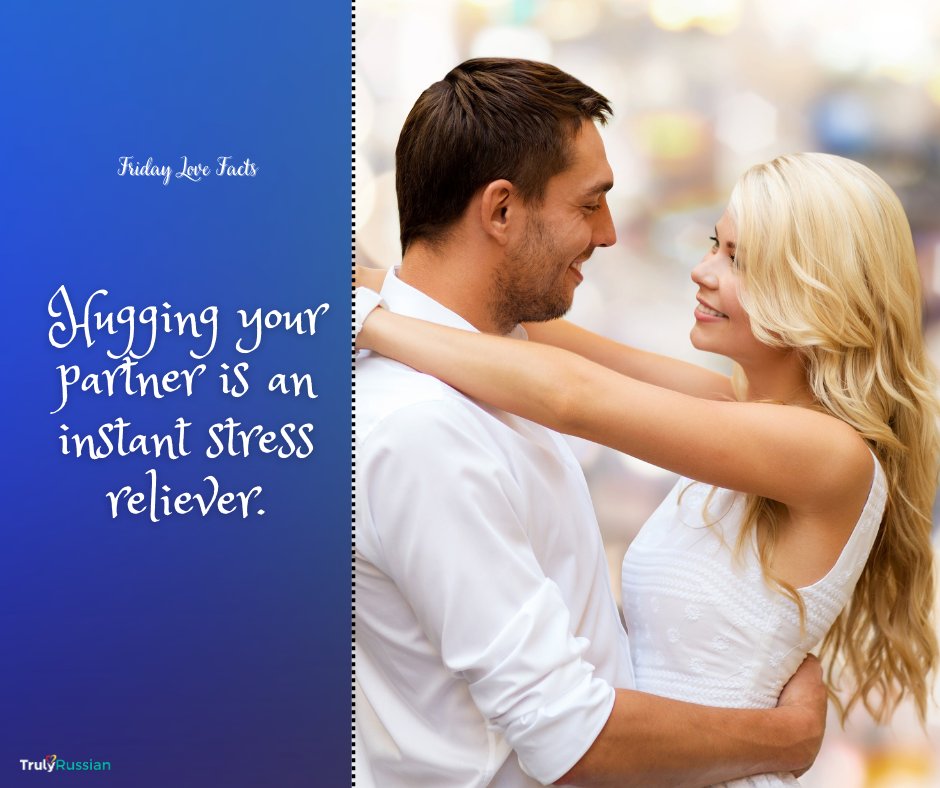 TrulyRussians's tweet photo. Are you under stress? Give the person you love a big hug. Psychiatrists at the University of North Carolina discovered in one study that couples who embraced had higher amounts of oxytocin, the hormone that reduces stress and elevates mood.

#TrulyRussian #Russian #Facts #TGIF https://t.co/xCLkj9b4wd