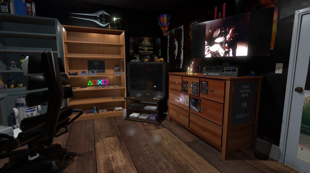 AndySl79's tweet photo. Turned the main light on for these and you may spot the 'easter eggs' hiding around the room that looks out of place to everything else. Can you find them? 👀 Hint: They're from some movies!
#VR #Oculus #EmuVr #Retro https://t.co/yfcbfEjjR6