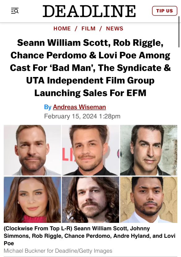 So happy to finally announce being part of BAD MAN. Can’t wait to share more about this amazing film with an even more amazing cast! 🎬 

(Yes, this was the reason why I was in Alabama!)

Thank you @deadline ♥️