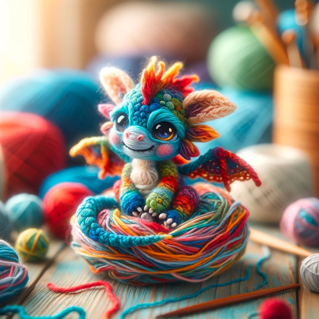 pixel_play_mate's tweet photo. A whimsical creature nestles among colorful yarn, a cozy crafter's dream.
#dalle3 #mytinymate #aiart #aiartworks https://t.co/VCIeMCelaq