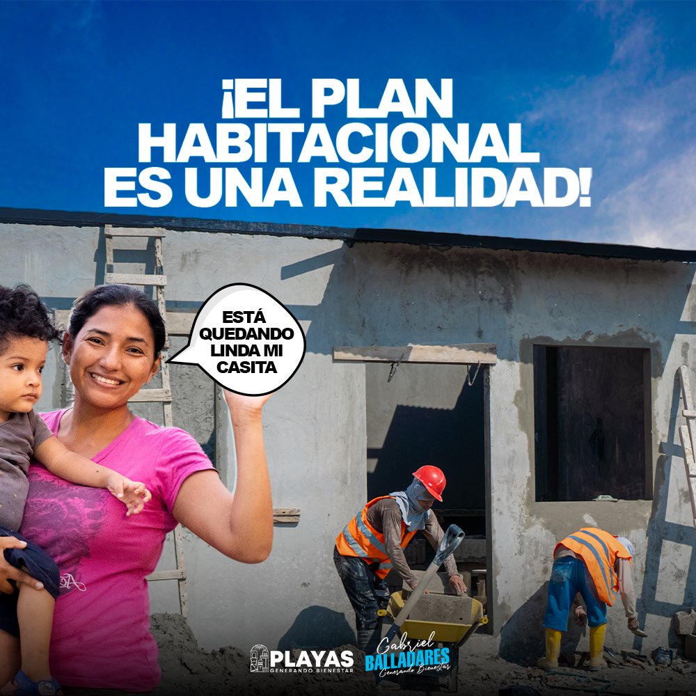 GabrielBPlayas's tweet photo. ¡El plan habitacional es una realidad!
Seguimos construyendo sueños a varias familias Playasenses y estamos comprometidos en seguir #GenerandoObras. 👷🏻♂️🤝🏻 https://t.co/WnDyY0UClX