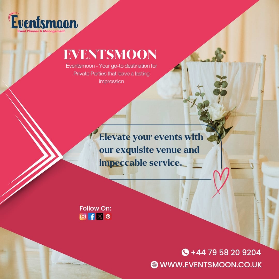 Eventsmoonuk's tweet photo. Eventsmoon - Your go-to destination for Private Parties that leave a lasting impression. 

Elevate your events with our exquisite venue and impeccable service. 

#eventsmoonuk #privateparties #eventmanagementservices #eventplannerlondon https://t.co/rvXxvJno97