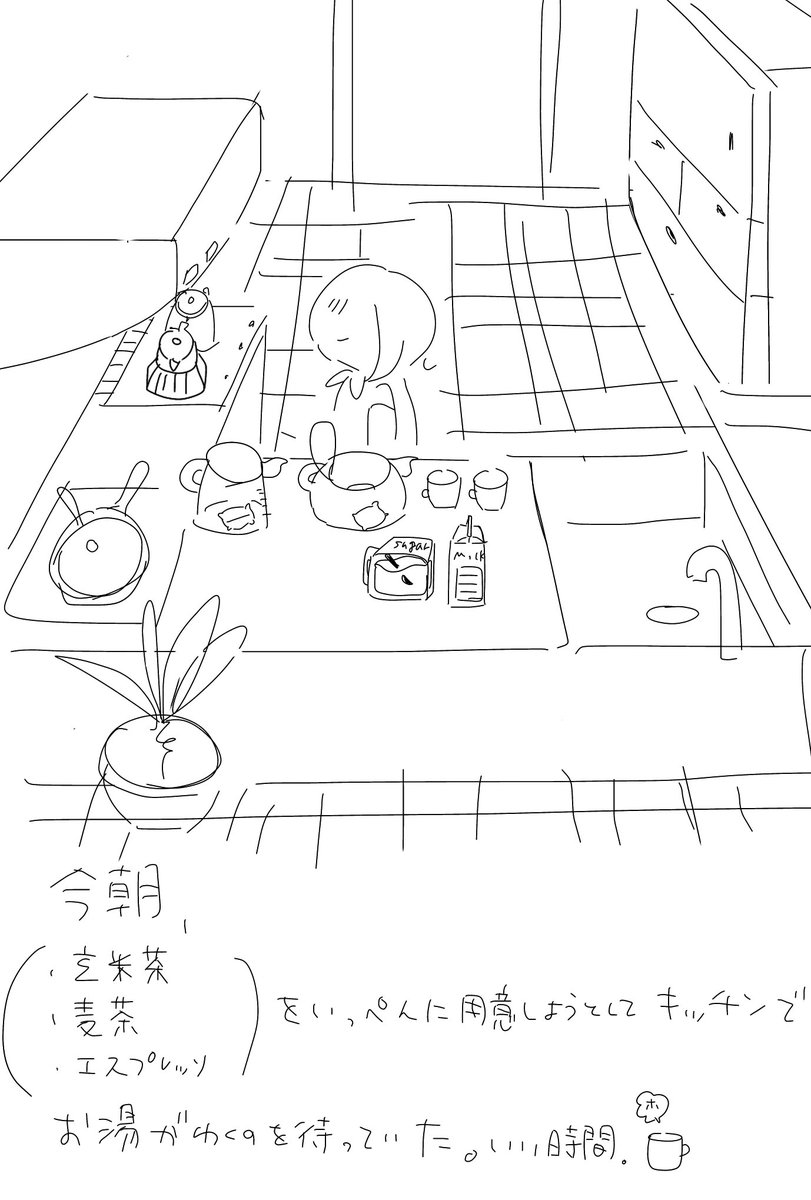 こういうゆるい絵も描きます 顔は丸いです🥸 