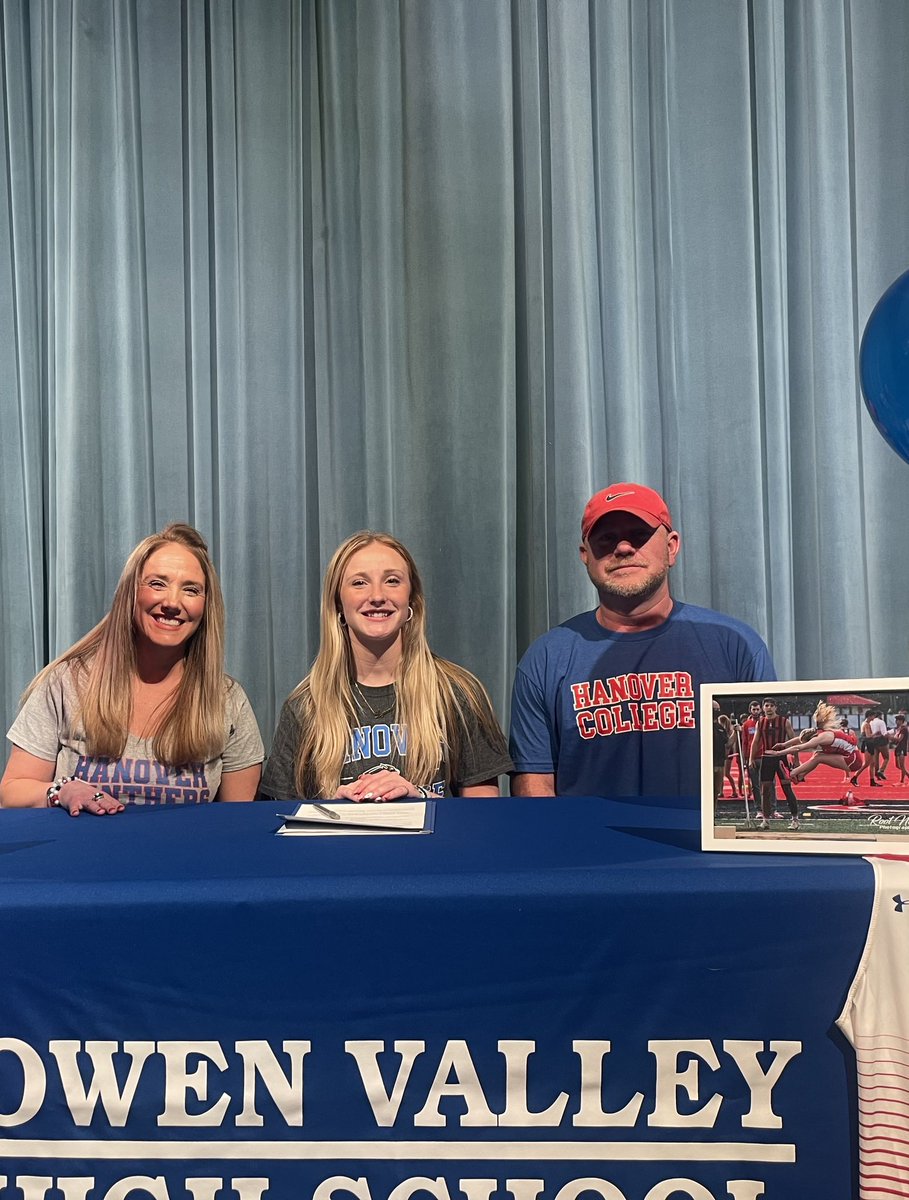 Congratulations!  🎉 

OVHS Senior Lilly Smith has officially signed her intent to run track at Hanover College.

Lilly has had an amazing academic and athletic career at Owen Valley and we are excited to see her continue this success at Hanover. ❤️🤍💙