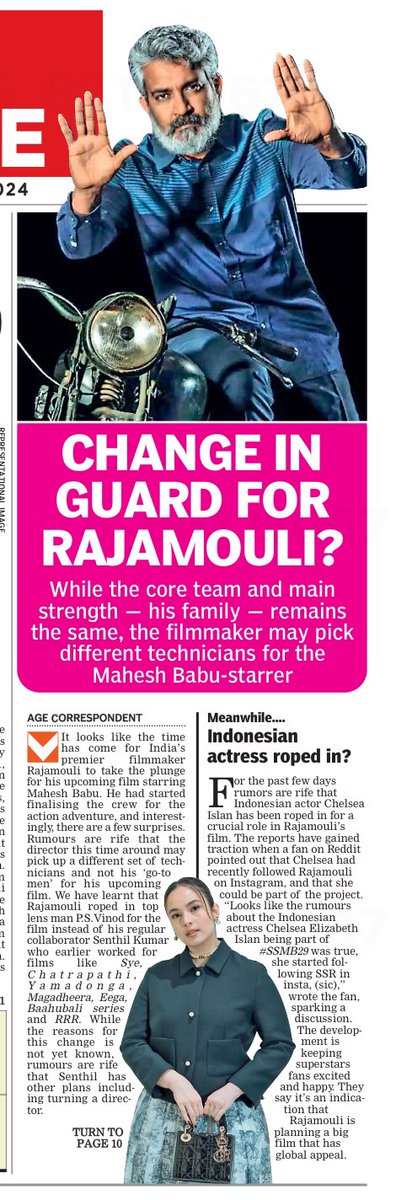 gowri_gal's tweet photo. #SSMB29 : New Set of Technicians for Rajamouli & a #Indonesian heroine for #MaheshBabu
#IndonCTrack ๐ฎ๐ฉ
via The Asian Age ๐ฐ https://t.co/7asqZsoUBo