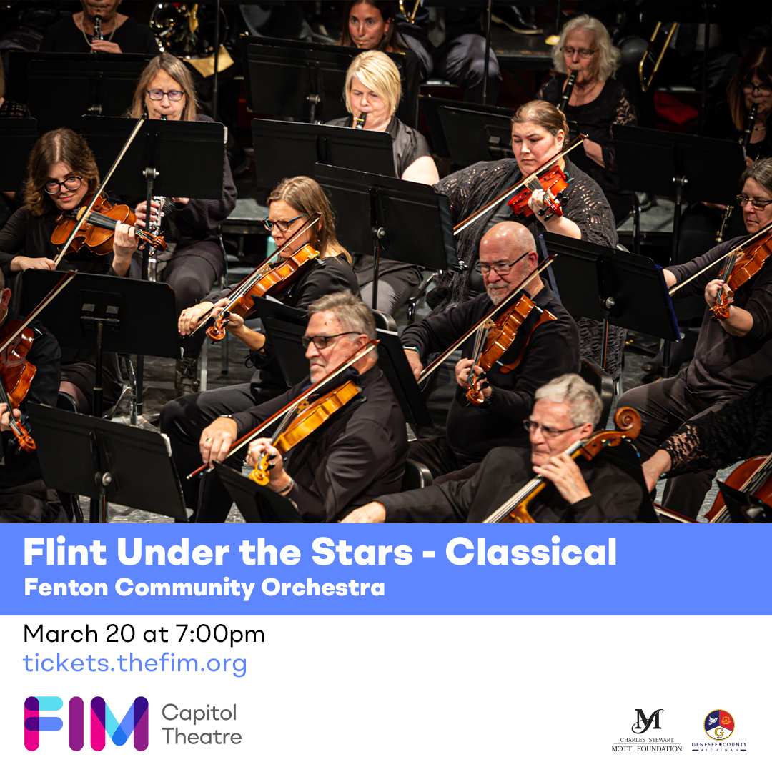 FentonOrchestra's tweet photo. The FCO is hitting the road March 20 to perform at the Capitol Theater in Flint!  Advance reservations for your FREE tickets are needed. Here is the link: https://t.co/VKIrQbRIWd https://t.co/ezMAXeaLwc