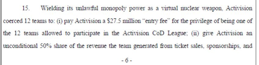 charlieINTEL's tweet image. BREAKING: Hector ‘H3CZ’ Rodriquez and Scump of OpTic, along with other CDL owner groups, have filed a lawsuit against Activision for its monopoly over the Call of Duty League 

First reported by Bloomberg Law dexerto.com/call-of-duty/c…