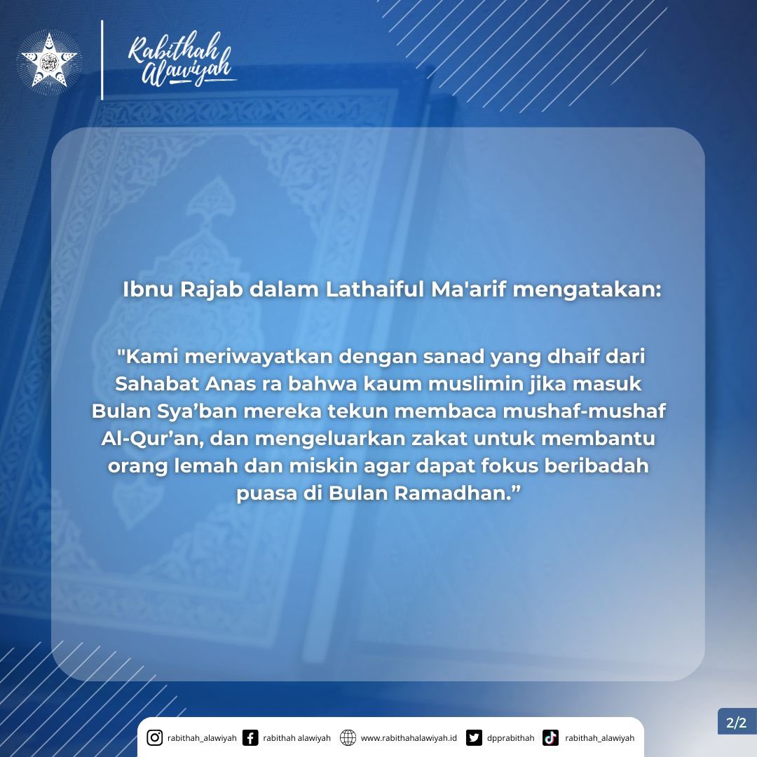 dpprabithah's tweet image. Sya'ban &amp;amp; AlQur'an
@dpprabithah 

#rabithahalawiyah #syaban