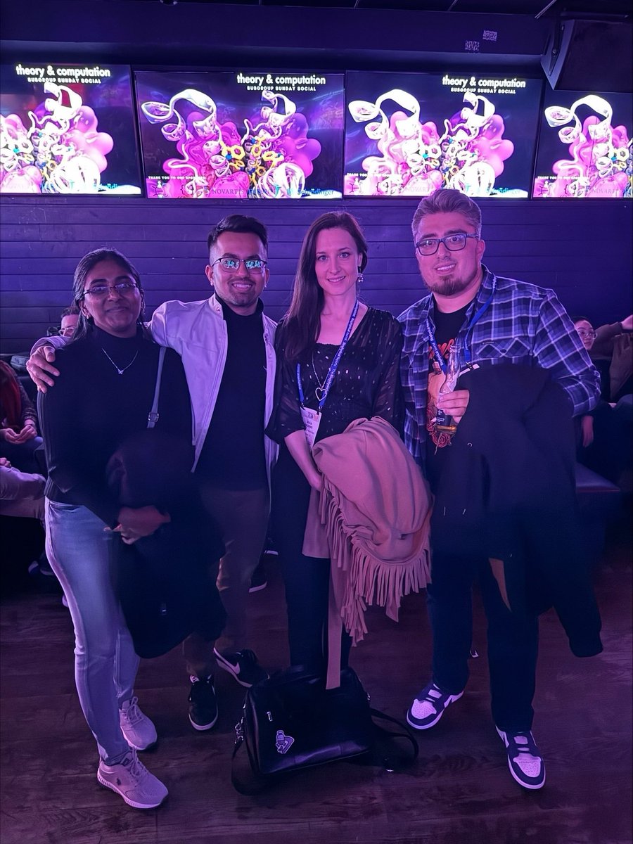 Giulia Palermo (@palermo_lab) on Twitter photo ❤️#BPS2024❤️
Enjoying the Theory & Computations Saturday social with <a href="/aakashsahha/">Aakash Saha</a> <a href="/pablitoarantes/">Pablo Arantes - @pabloarantes.bsky.social</a> & Chinmai Pindi ❤️#BPS2024❤️
Enjoying the Theory & Computations Saturday social with <a href="/aakashsahha/">Aakash Saha</a> <a href="/pablitoarantes/">Pablo Arantes - @pabloarantes.bsky.social</a> & Chinmai Pindi