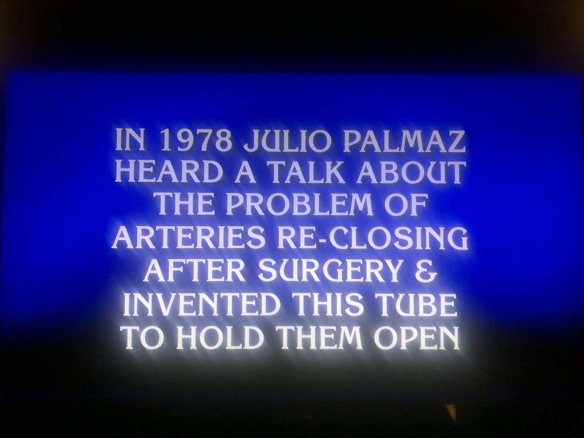 One of the questions on @Jeopardy tonight! Dr. Palmaz, an Interventional Radiology pioneer was the keynote speaker at #wais2019 conference! 🎉
