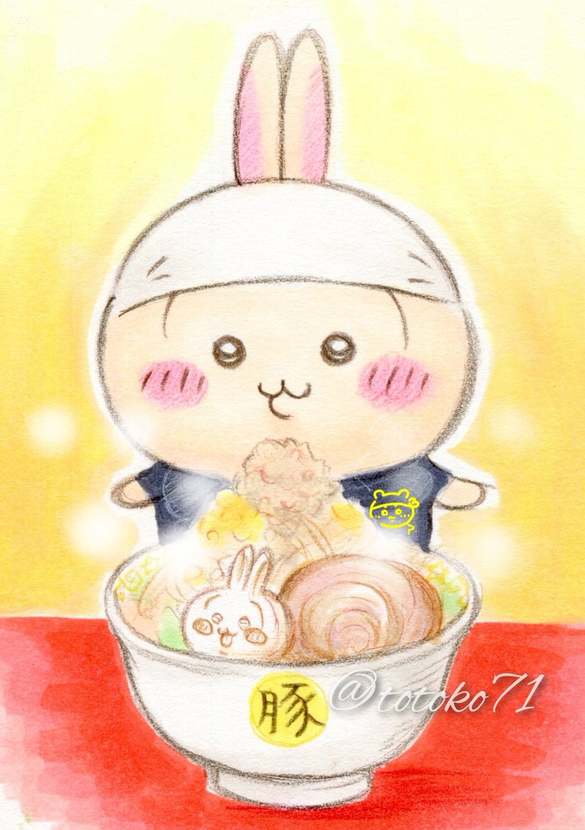 ちいかわラーメン豚🐷🍜名古屋オープンめでたい！！あまりの可愛さに昼