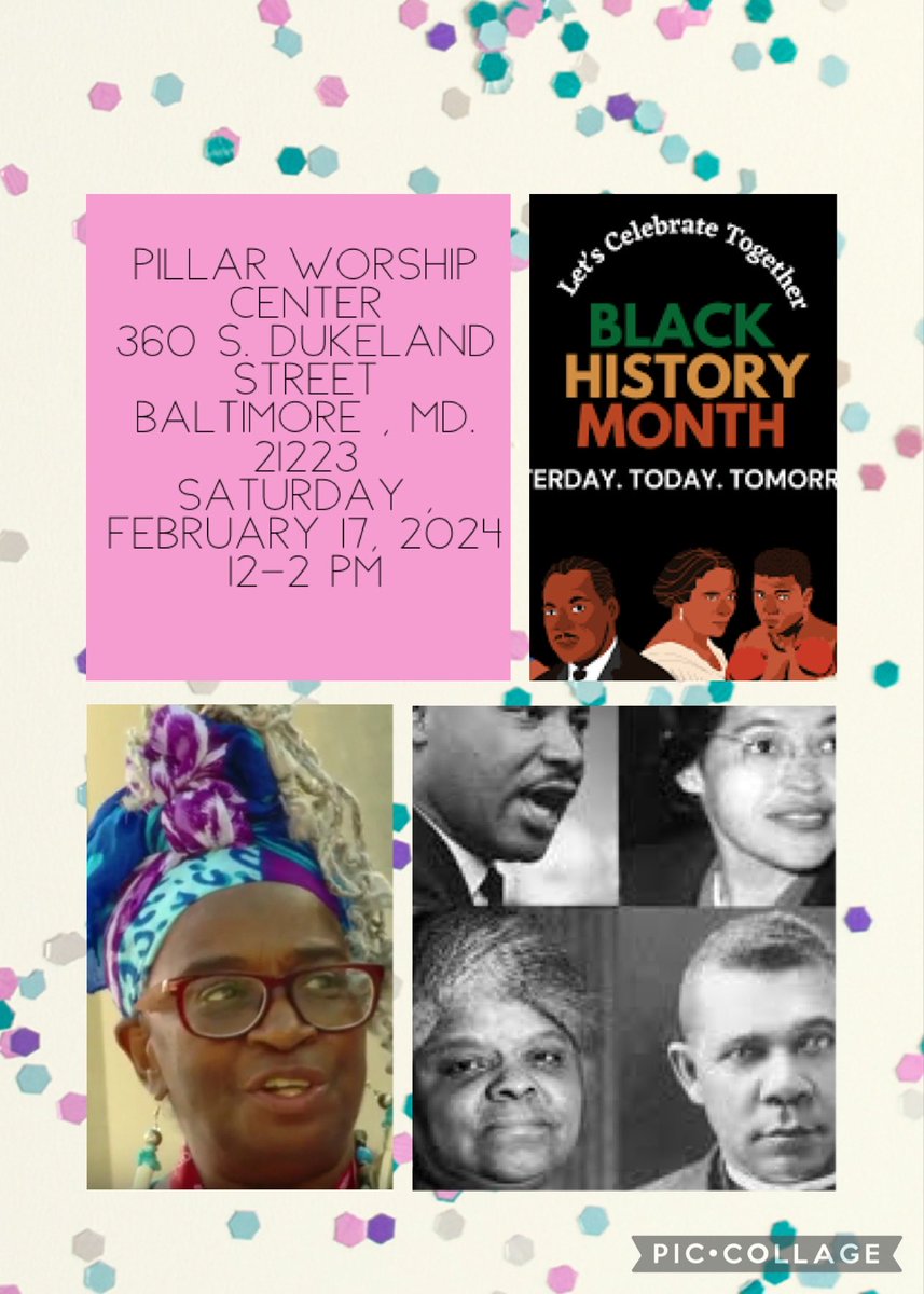 Celebrate Black History at the Pillar Worship Center, Saturday , February 17, 12 noon-2:00 pm. Reenactment of Harriet Tubman by Grandmother Edna!!!