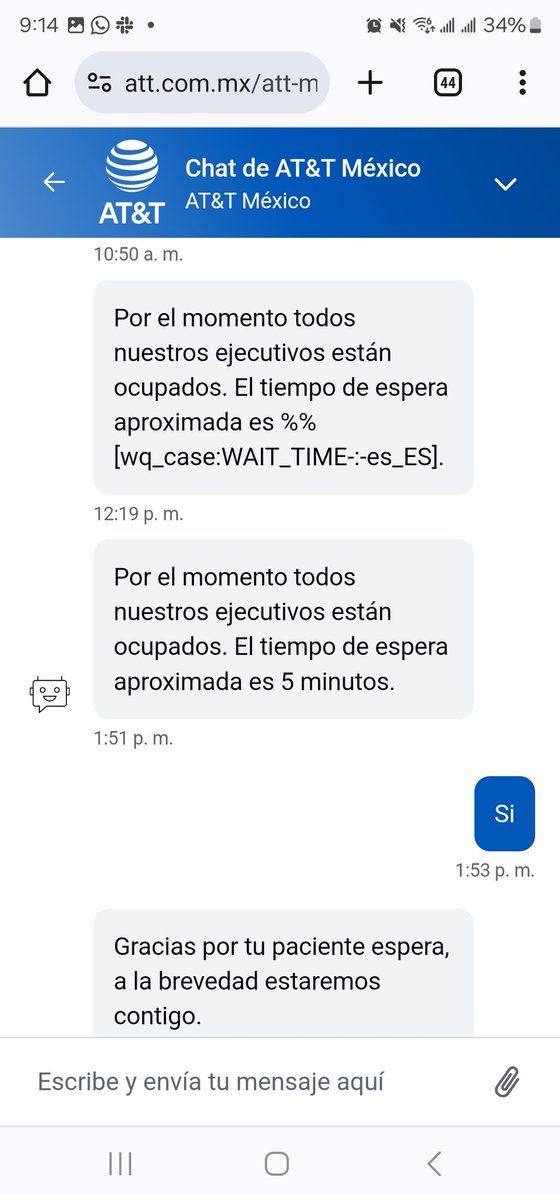 iriosp's tweet photo. @ATTMx @Profeco Espero su mensaje.  Espero no me dejen como en el chat https://t.co/DRgXJPvLIr