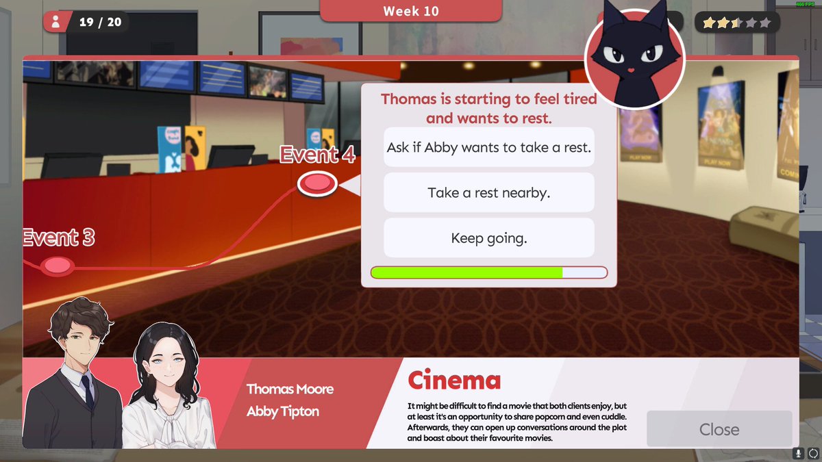 togeproductions's tweet photo. Congratulations to our friends at @MelonCatGames for the release of Matchmaker Agency on Steam! 🎉

Run a matchmaking agency and find a perfect date for hot singles near your area ❤️‍🔥

🔻Check out the game on the link below:

#indiegame #gamedev #visualnovel #simulation #datingsim https://t.co/No0k5Nnpk2