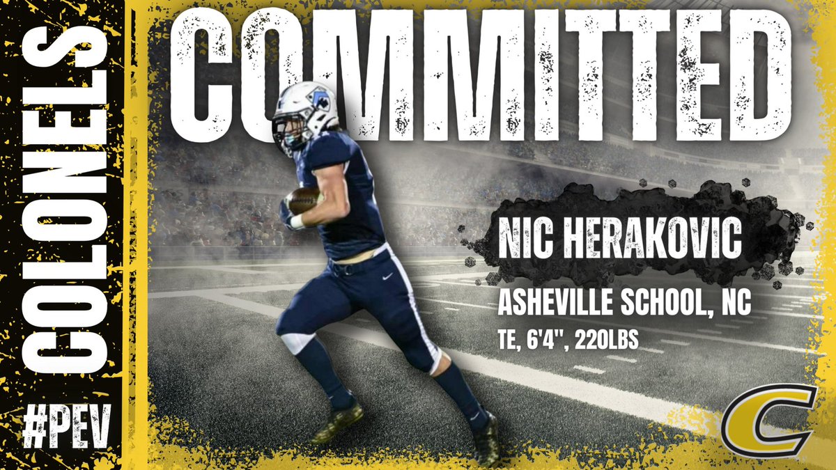NicHerakovic's tweet photo. I am very proud and grateful to say I’ve committed to play football at Centre College. I’d like to thank my parents, family, and coaches for believing in me and putting me in a great position to succeed.🟡⚪️@CoachAndyFrye @RickFoxFB @WBramel https://t.co/EHHG2Qlx2A