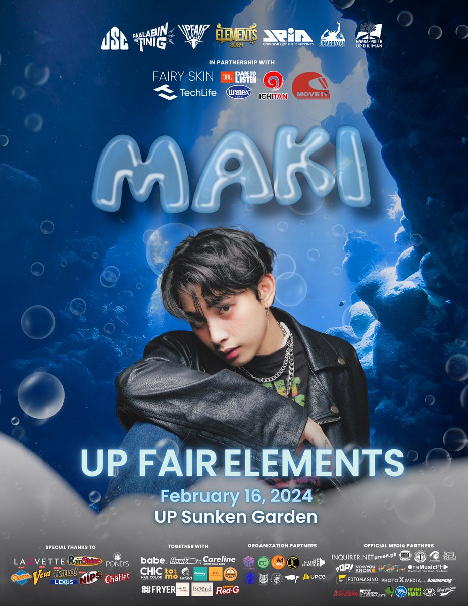 One of the biggest new revelations of UP Fair 2024 - @clfrnia_maki Maki シ - will be at UP Diliman Sunken Garden one last time @elements_upjpia: UP Fair Friday Feb 16 (FRIDAY)!

#MAKI #UPFairElements #UPFair2024 @tarsierrecords