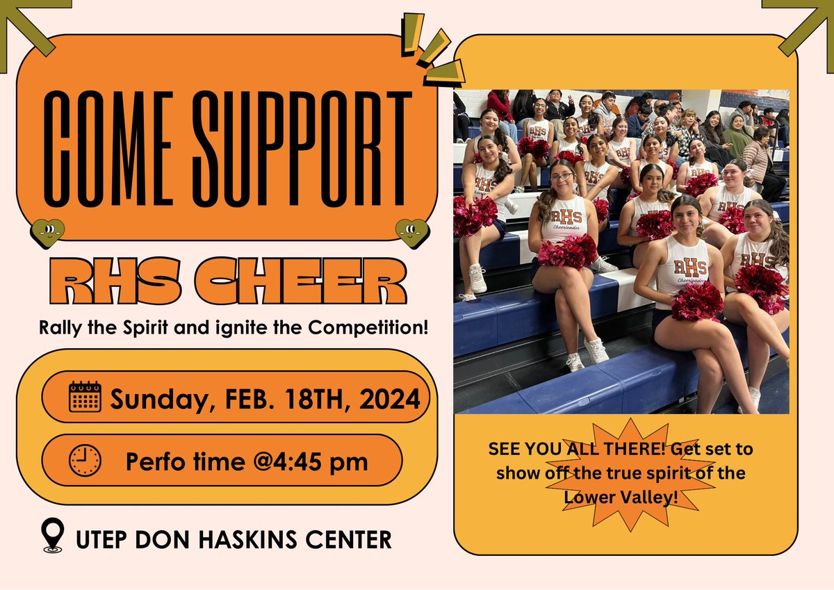 Your Ranger Cheer team will be competing this Sunday! Come out and show your pride alongside us! We’re ready to get our guns up! #saddleup #riverside4ever <a href="/Ranger_StuCo/">RangerStuCo</a> <a href="/Riverside_4ever/">Riverside_Rangers</a> <a href="/vlara_82/">Victor A. Lara</a> @MEstrada_RHS <a href="/CoachRecoder/">𝙂𝙖𝙧𝙮 𝙍𝙚𝙘𝙤𝙙𝙚𝙧</a>