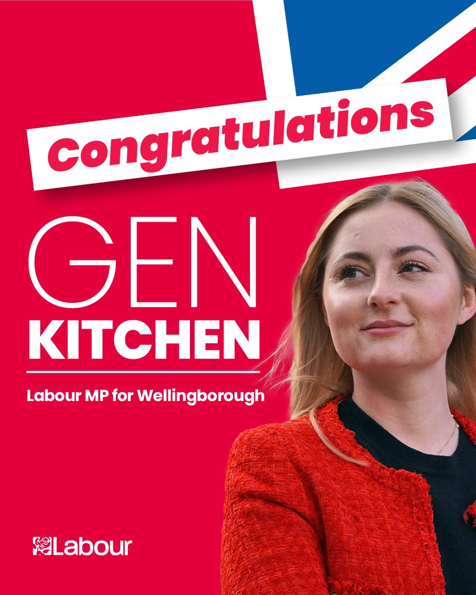 🌹Congratulations to @Gvkitchen, the new Labour MP for Wellingborough.