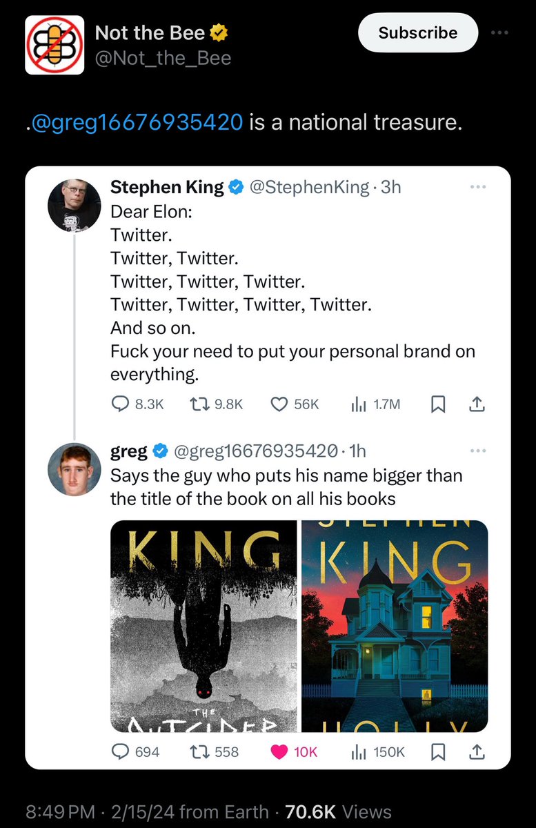Wait but Stephen King actually made those products