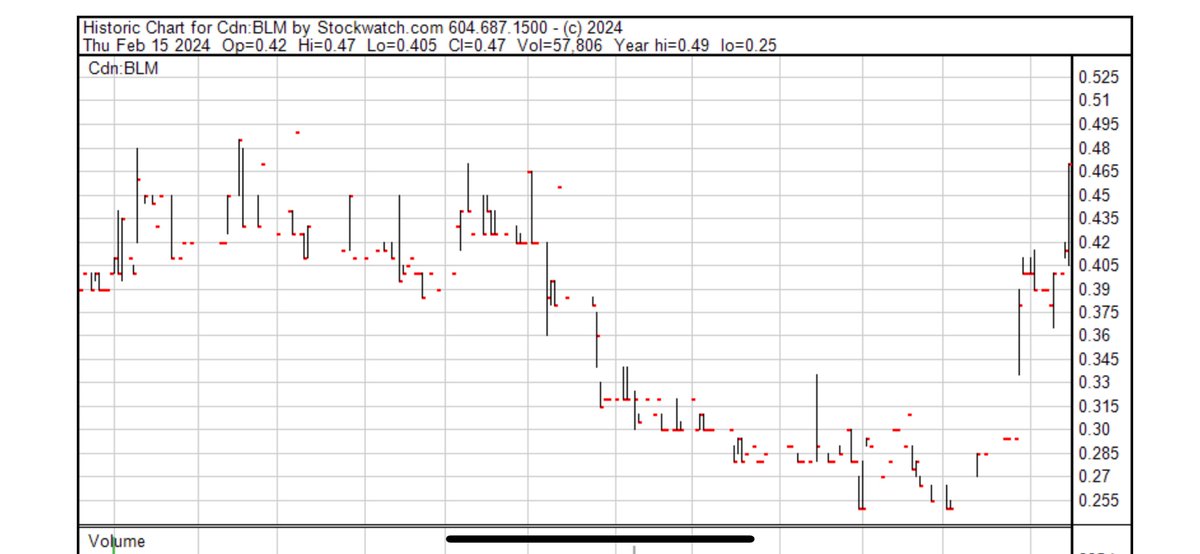 mrjones321's tweet photo. $BLM.V A new top idea of mine that I am excited to share. I have been quietly buying shares post Q4/23 quarterly earnings of $700k or 2c/share.  I’m looking forward to Q1/24 results by months end.   I plan to hold a call with management after ER which I will open up to others. https://t.co/xFbh0ocodW