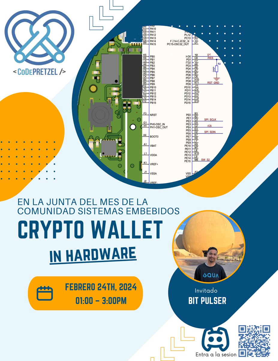 PretzelCode's tweet image. La reunión de Febrero en la comunidad de sistemas embebidos será platicar de crypto wallets en hardware