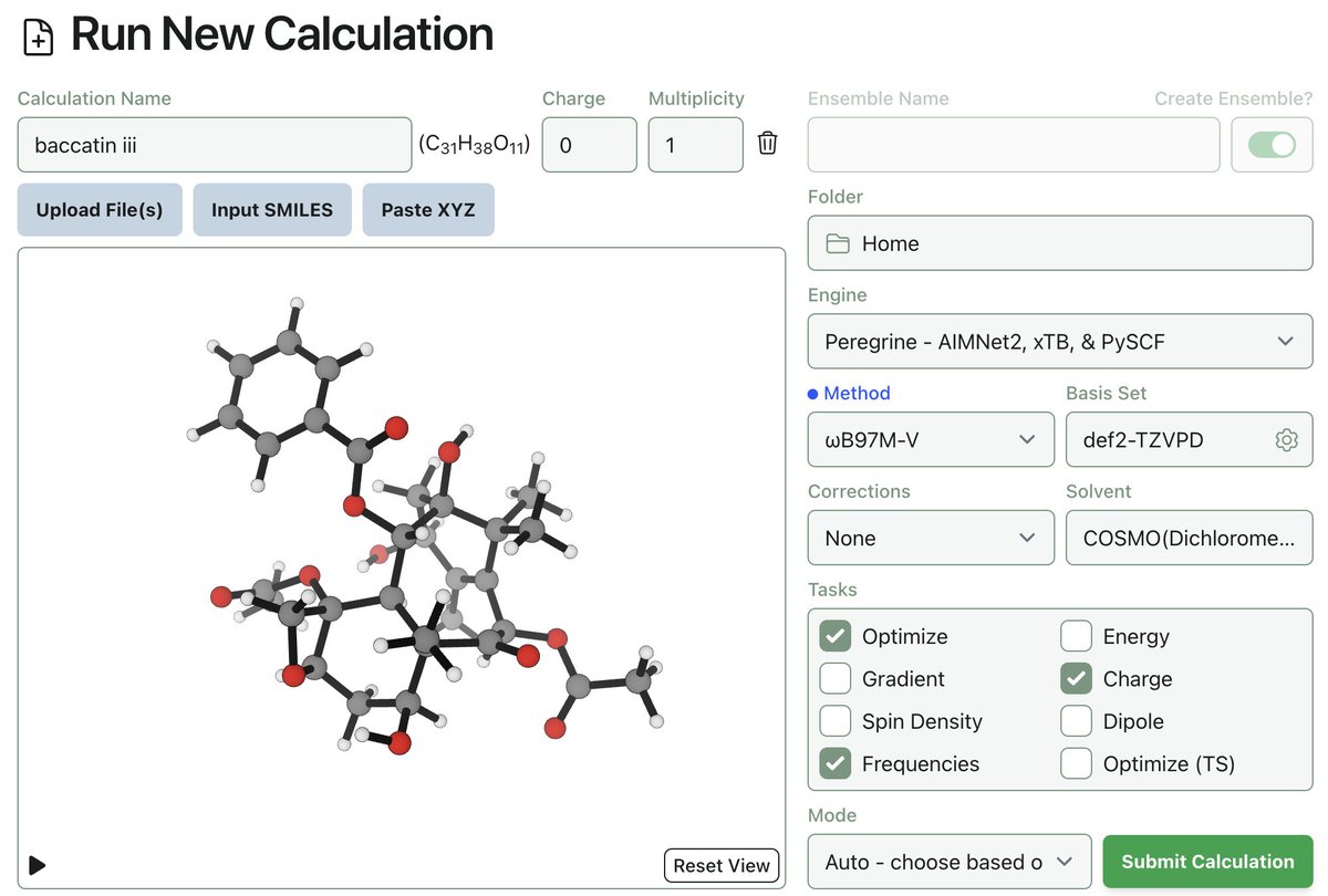 More @RowanSci updates - you can now run calculations on Rowan with xTB or PySCF! This gives our users access to a whole host of important features: state-of-the-art functionals (e.g. ωB97M-V), implicit solvent, unrestricted HF/DFT calculations, density fitting, and more...