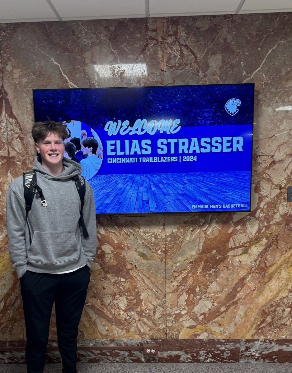 Elias Strasser (@eliasstrasser3) on Twitter photo After a great visit and conversation with Coach Tomlinson and Coach Parker I am blessed to announce that I have received an offer from <a href="/EmmausMBB/">Emmaus University Men's Basketball</a>
go eagles! 🦅
#AGTG
<a href="/NCHBCNextLevel/">NCHBC Recruiting</a> <a href="/CJPomeroy1/">CJ Pomeroy</a> <a href="/Cincy_Blazers/">Cincinnati Trailblazers</a> <a href="/CincyBlazerBall/">BlazersBoys</a> <a href="/ShiningStarAAU/">Shining Star AAU</a> <a href="/KevinMoses38/">Kevin Moses LLC</a> After a great visit and conversation with Coach Tomlinson and Coach Parker I am blessed to announce that I have received an offer from <a href="/EmmausMBB/">Emmaus University Men's Basketball</a>
go eagles! 🦅
#AGTG
<a href="/NCHBCNextLevel/">NCHBC Recruiting</a> <a href="/CJPomeroy1/">CJ Pomeroy</a> <a href="/Cincy_Blazers/">Cincinnati Trailblazers</a> <a href="/CincyBlazerBall/">BlazersBoys</a> <a href="/ShiningStarAAU/">Shining Star AAU</a> <a href="/KevinMoses38/">Kevin Moses LLC</a>