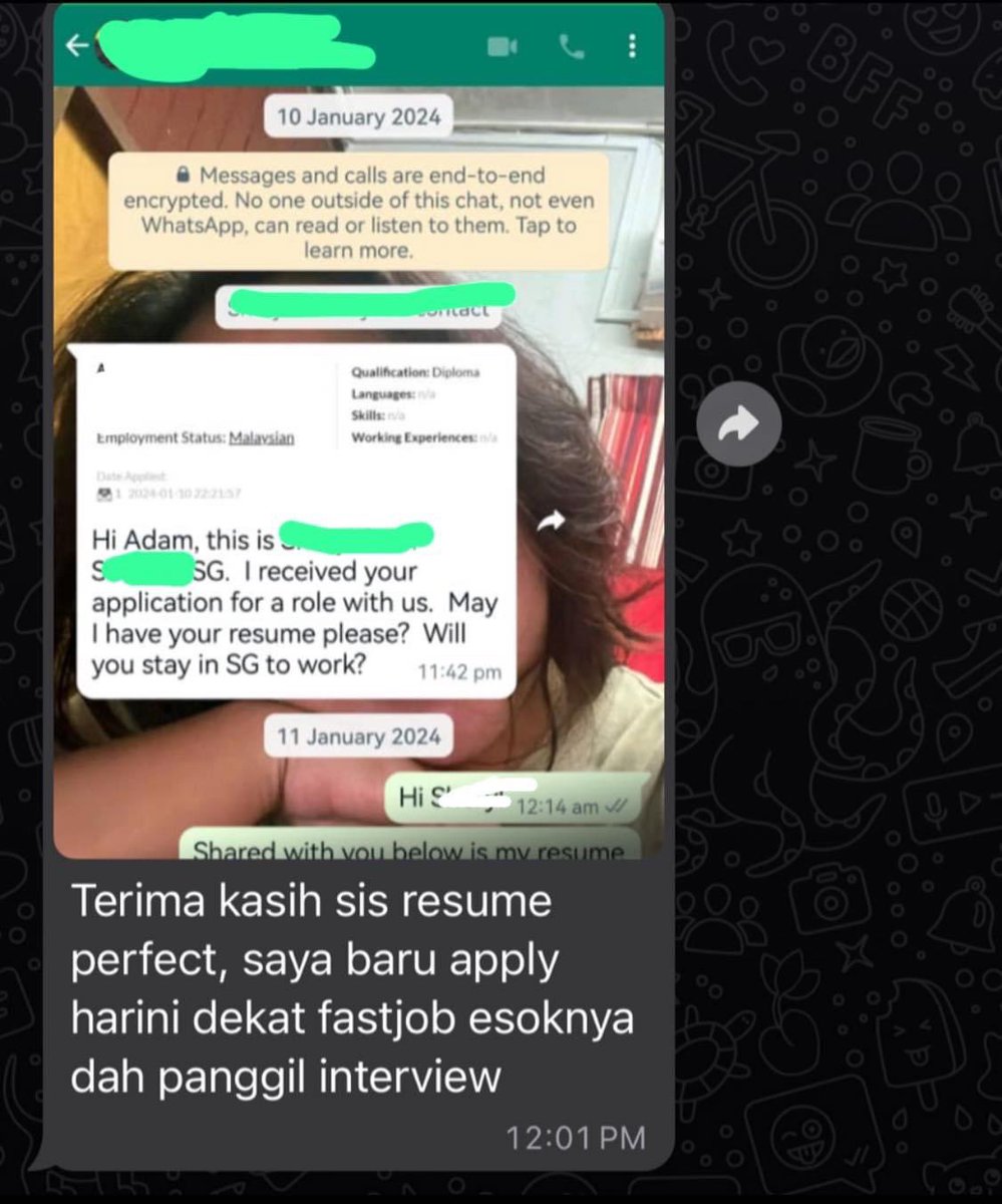jobcollar_'s tweet photo. Feedback customer kita buat resume dgn @JobCollar dapat kerja SG. Siapa yang tengah job hunting kerja SG tu boleh lah upgrade resume ya! 

Book slot resume sekarang: https://t.co/qqwnXbSq8I

Next week hanya ada 2 slot kosong! https://t.co/sUZx9PQxrT