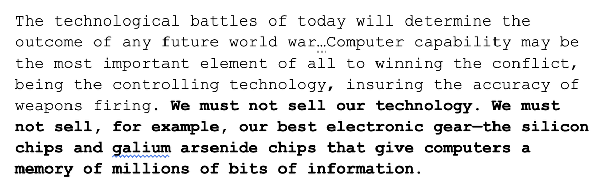 eric_is_weird's tweet photo. Skunk Works' Kelly Johnson, in 1985, emphasizing the importance of computer chip supremacy (above all else) to national defense https://t.co/1PzUIzc4cD