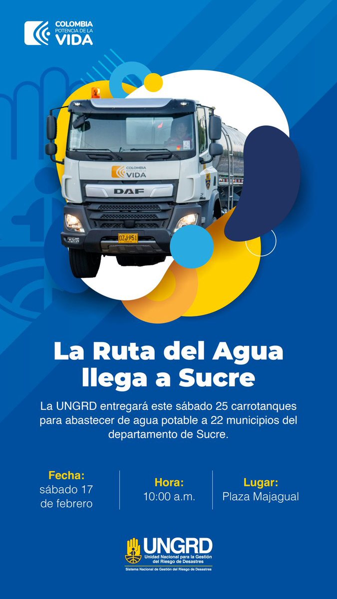 La ruta del agua, @UNGRD llega a Sucre; este sábado un total de 294 carrotanques recorrerán el país, 184 de ellos en la Guajira. En el Batallon Matamorros, los 40 nuevos vehículos terminan el alistamiento técnico y operativo para reforzar la entrega en las comunidades Wayuú.